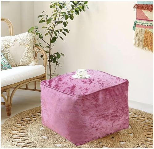 Crushed Velvet Bean Bags – Super Soft & Stylish Pouffes, Ottomans and Foot Rests for Any Room (Pink)