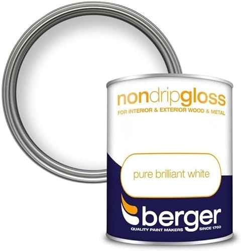 SuperGift.com Non Drip Gloss Paint Pure Brilliant White 750ml High Gloss Finish for Wood & Metal, Easy-Apply Trim Paint for Doors, Skirting, Radiators & Outdoor Woodwork