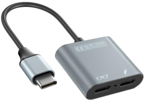 Asukohu Hub de gafas de realidad virtual con doble puerto tipo C para carga rápida y transferencia de datos rápida para teléfonos y tabletas, base de carga USB