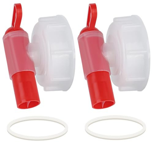 Lot de 2 robinets doseurs DIN61 pour bidons de 15 à 60 litres, robinet de vidange pour bidon/bidon comme aide à doser pratique, blanc et rouge