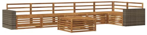 vidaXL Outdoor-Sofagarnitur 7 pcs Natur 79 x 79 x 37 cm, Lounge-Sofa für die Terrasse, modernes, wetterfestes Gartenmöbel-Set für Bequeme Sitzgelegenheiten