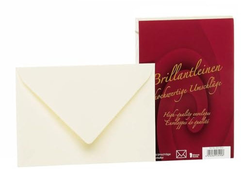 Rössler Papier 20211834 - Brillantleinen - Briefhüllen gefüttert, DIN C6, 25 Stück, ivory