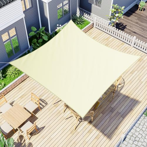 jarolift Sonnensegel Quadrat, Wasserabweisend, Sonnenschutz Sichtschutz für Terrasse Garten Balkon, Polyestergewebe, 360 x 360 cm, Cremeweiß