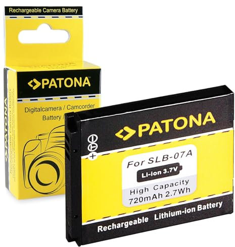 PATONA SLB-07A Batterie 720mAh Compatible avec Samsung DualView TL220 TL225 PL150 PL151 ST45 ST50 ST500 ST510 ST550 ST560 ST600 TL90 TL210 SLB 07A SLB07A