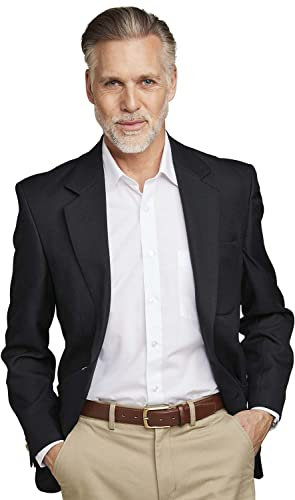 Mens Single Breasted Classic Oxford Blazer-Tailored/Full Fitting (Size: 44) (Colour: Black)