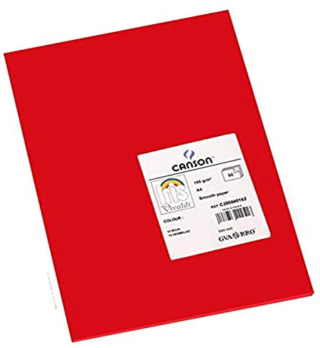 Canson 200040162 Iris Vivaldi glattes, farbiges Papier, A4, rot 15
