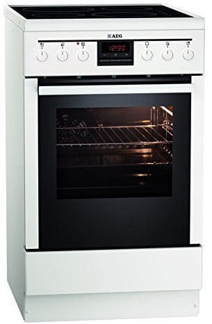 AEG 47095VD-MN Plaque de cuisson électrique et vitrocéramique autoportante avec zone de cuisson et affichage de la chaleur résiduelle - Four compact de 57 l avec air chaud/affichage de minuterie