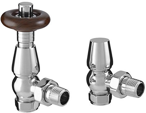 Chelsea TRV Traditional Themed Thermostatic Antique Radiator Valve Set Pair (Polished Chrome CHELRVCP)