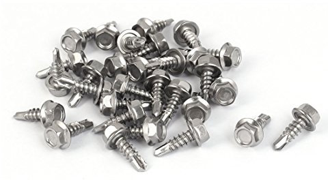 sourcingmap 30pcs Vis Autotaraudeuse à Tête Hexagonale à bride Vis Autoperceuse M4.2 x 13mm #8-18 Filetage Mâle Boulons Vis