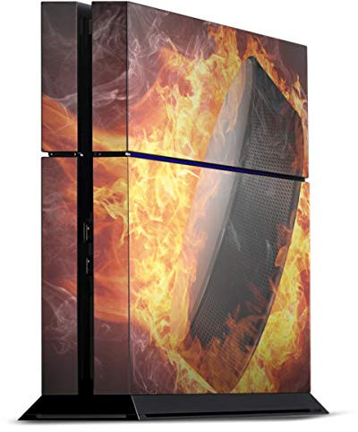 DeinDesign Skin kompatibel mit Sony Playstation 4 Folie Sticker Eishockey Feuer