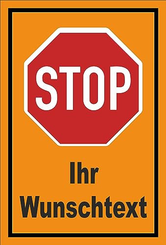 Melis-Folienwerkstatt Aufkleber Stop - Halt - Ihr Wunschtext 15x10cm – 4 Größen - S00357-001-E