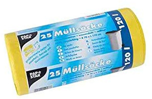 PAPSTAR Müllsäcke HDPE, 120 Liter, gelb 4002911195338