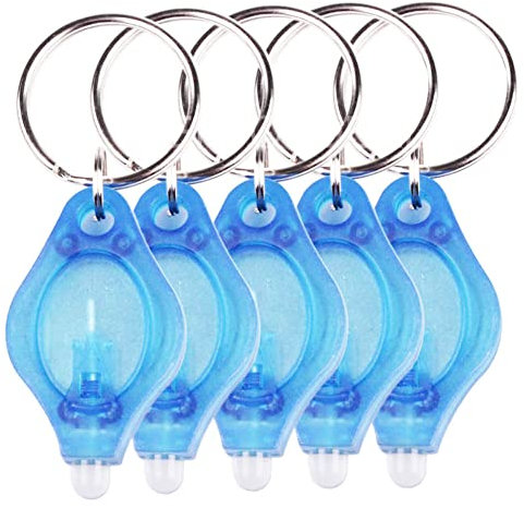 Mini linterna con llavero, 5pcs luz LED portátil, llavero super brillante Antorcha del bolsillo de la lámpara del dedo, Lámpara colgante del llavero para áreas oscuras Camping/Caza/Senderismo, Azul