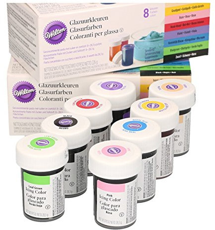 Wilton Icing Color Comestible Gel Colorante Alimentario Set de 8 colores, Rojo, Kosher