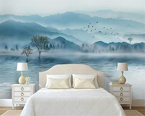 Papier Peint Panoramique paysage 3D papier peinture Tapisserie Intissé photo murales poster geant Décoration murale 350cmx245cm Ambiance de luxe humeur fond de paysage d'encre