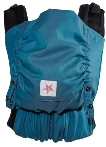 KOKADI Babytrage Flip Just (Babysize) – Ergonomisch, sicher & anpassbar, handgefertigt aus 100% Bio-Baumwolle – Ab Geburt bis 15 kg, einfach anzulegen, ideal für den täglichen Gebrauch – Lagoon