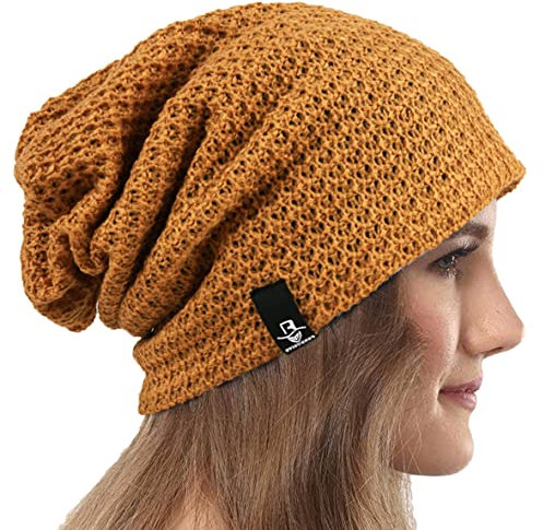 VECRY Damen Lässige Mütze Stricken Baskenmütze Gerippte Schädelkappe Winter Sommer Hüte (Comb Ingwer)
