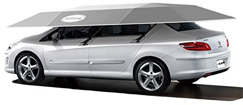 Grand Parasol de Voiture 5M Tente Isolation Thermique de Voiture Télécommandée Intelligente Entièrement Automatique Abri de Voiture Pliable Étanche à la Pluie, 500x230 Cm,Gray