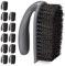 Relaxdays Set 12 Cepillos para Fregar, Cerdas Duras, Limpieza Baño, Cocina, Alfombra, Escobilla Zapatos, Plástico, Gris
