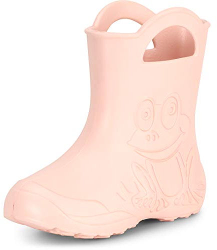 Ladeheid Stivali Bambino e Bambina in Gomma Comodi Stivali Pioggia Bambino con Motivo a Rana LA-CA-01 (Rosa Cipria, 22/23 EU)