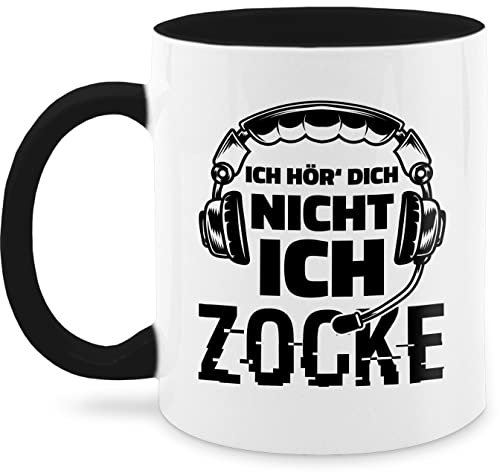 Tasse Tassen 325ml - Statement - Ich hör dich nicht ich zocke Headset Glitch schwarz - 325 ml - Schwarz - nerd geschenke gamer kaffetassen sprüche statements zock kaffeetasse geschenk fuer zocker