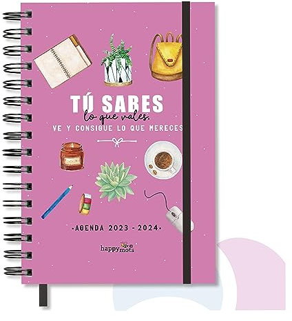 HappyMots Schülerkalender 2024 | Wochenkalender 12 volle Monate | Jahresplaner 2023 2024 von September 2023 bis August 2024 | inklusive Planer, Kalender und Stickern, A5-Größe