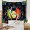 Lsimeru Sonnengott Wandtuch Sonne Mond Sterne Schwarz Bunt Wandbehang Wandteppich Aesthetic Moon Psychedelic Indisch Boho Wandtücher Wanddeko Tapestry Wall Hanging,180x230