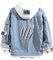 Lemany Cat Denim Hoodie Falsche Zweiteilige Jeansjacke Mäntel Button Down Hoodie Sweatshirts für Damen Herren
