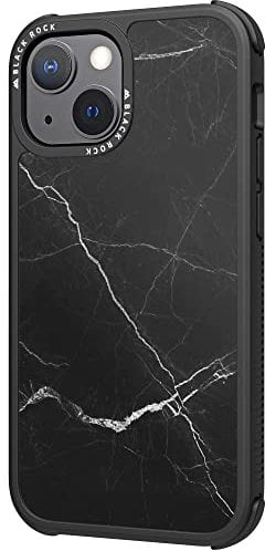 Black Rock - Funda Robusta de mármol Adecuada para Apple iPhone 13 Mini I, Funda (Negro)