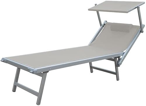 GOVITA Chaise de plage pliante en aluminium avec têtière et coussin de plage piscine jardin