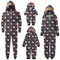 Weihnachten Pyjama Familien Damen Herren Kinder Jumpsuit Kuschelig Hoodie mit Reißverschluss Kapuze Weihnachts Schlafanzug Set Einteiler Nachtwäsche Overall Hausanzug für die ganze Familie