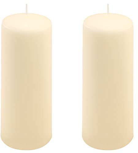 Stumpenkerze creme Höhe 20 cm Ø 7,5 cm lange Brenndauer Rund-Kerze Säulenkerzen Kerzen-Deko Tafelkerzen Weihnachts-Kerzen Hochzeit Xmas (2)