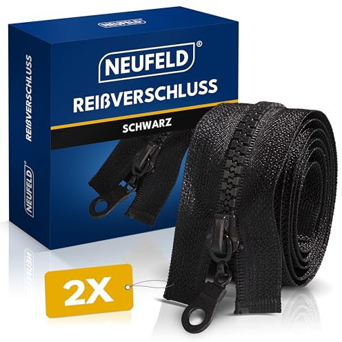 NEUFELD® Reißverschluss in Schwarz 60cm [VORTEILSPACK] - Reissverschluss für Jacken, Taschen, Bettwäsche - Zipper