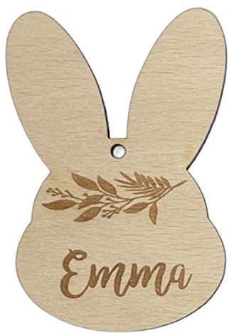 Holzanhänger Oster-Hase als Geschenkanhänger | Personalisiert mit eigenen Wunsch-Namen | Holz-Anhänger für Geschenke Ostern Osternest befüllen Fiorella