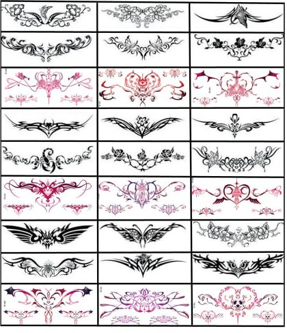 Lot de 28 feuilles de tatouages temporaires sexy pour l'abdomen et la taille - Autocollants imperméables pour femme et fille - Tatouages temporaires pour enterrement de vie de jeune fille