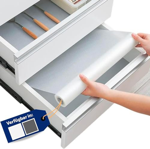 Schubladenmatte von Linda's Essentials (30 x 500 cm) - Antirutschmatte Schubladen Schrankfolie Schrankpapier abwaschbar, Kühlschrank Folie die Schubladen und Regale sauber hält - Zuschneidbar (klar)