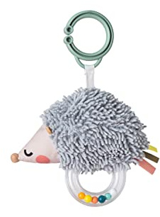 Taf Toys Spike the Hedgehog Rattle Soft Toy. Take-a-long Travel Baby Toy. Textured Sensory Baby Toy with Rattle Ring. Suitable for Newborn Infant Boys & Girls from 0 Months +
