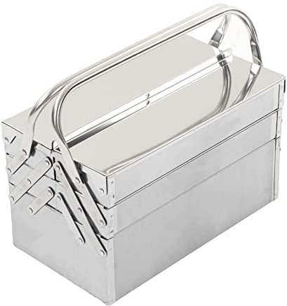 Cantilever Tool Box, Stainless Steel Folding Storage Box with 3 Layer 5 Tray MultiFunction Tool Organizer, Fold Out Organizer Storage with Handle for Maintenance Storage (350)