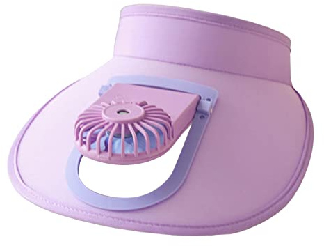 F Fityle Sonnenblende Hut mit Lüfter, Herren Ventilator Kühler Kappe Anti-UV, Sonnenhut Damen mit Ventilator USB Wiederaufladbar, Fan Cooling Hat, Sun Visor Fan Hat für Reisen Sport Laufen, Violett