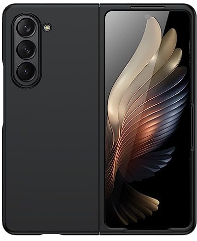 Compatible with Samsung Galaxy Z Fold 5-5G Smartphone Case[Black]+3D Tempered Glass/Cover Ultra Slim Hard Plastic Anti-Drop Bumper Protective Mobile Case for Galaxy Z Fold 5-2023
