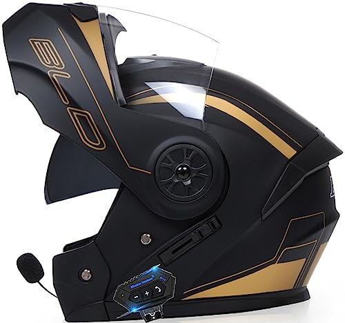Integrierter Modularer Motorradhelm Mit Bluetooth, ECE/DOT-Zugelassener Doppelvisier-Motorradhelm, Winddicht, Für Erwachsene, Männer Und Frauen, Klapphelm B,M=57-58cm