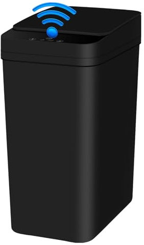Eidustor Bathroom Automatic Trash Can 2.2 Gallon Touchless Smart Motion Sensor Garbage Can with Lids Small Narrow Electric Garbage Bin for Bedroom Living Room Office (Black)