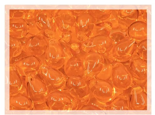 Czech 50-Piece Glass Beads, 6x9mm, Teardrop Transparent Orange