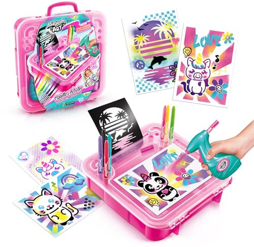 Canal Toys- Airbrush Art AIR 017- Airbrush-Aktivitätskoffer-Set mit Farbspritzpistole und Farbmarkierungen, 1 Set, mehrfarbig