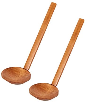 Banziaju 2 Piezas Cuchara de Ramen Japonesa manija Larga cucharas de Sopa de Madera Cuchara Cuchara de Cuchara de Cuchara para cocinar Cocina Mezcla