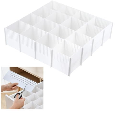 Dulamet 10 Stück Schubladenteiler, 38x11 cm Schubladentrenner Verstellbare Schubladen Organisers Trennwände, Schubladeneinsatz für Unterwäsche, Socken, Kosmetik, Schlafzimmer, Büro (Weiß)