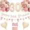 30th Birthday Decorations for Women, Retro Blush Pink Balloons, Unique Triangle Flag Banner, 30th Birthday Balloons, Rose Gold White Sand Nude Balloon Set