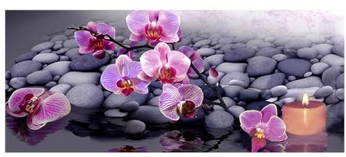 DCIDBEI Diamond Painting Orchideen 110x50cm Diamant Painting Orchideen Diamond Painting Blumen Orchideen Diamant Painting Bilder Erwachsene Orchidee Kerze Diamond Painting Landschaft Blumen