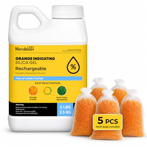 2,3 kg orangefarbene Kieselsäure-Trockenmittelperlen – Indikator-Kieselgel-Perlen, Trocknungs-Silika-Perlen, wiederverwendbar, Kieselgel, Trockenmittel, Luftentfeuchter