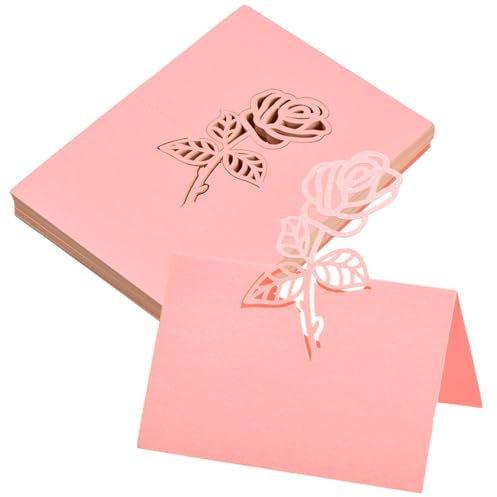 50 Pièces Marque Place Mariage Cartons de Placement, Marque Place Bapteme, Marque Place Noel Carton Placement Carte de Porte Noms,Porte Nom Table Carton, Pliable Papier Cartons de Table (Rose)